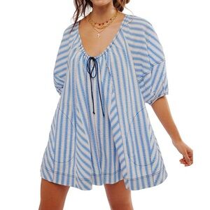 NWT Free People Blue and White Striped Romper $128!